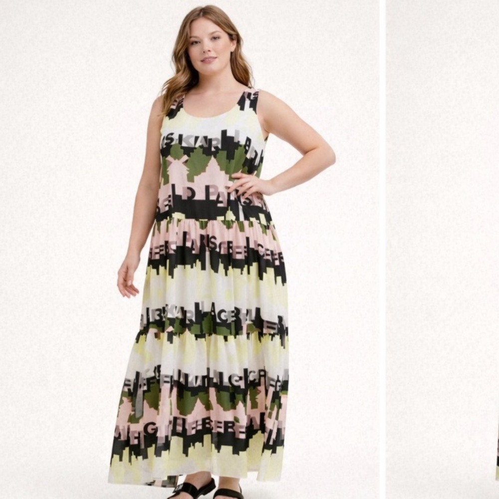 Karl Lagerfeld Paris Sleeveless Maxi Graphic Print Dress Size 16